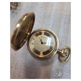 Caravelle Gold Pocket Watch W Ornate Engraved Case