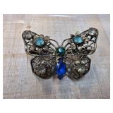1930s-40s Czech Butterfly Brooch Signed Made in Cz