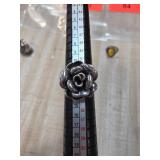 Sterling Silver Rose Motif Ring, Size 7