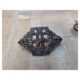Sterling Silver Marcasite Brooch in Geometric Desi