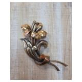 Sterling Silver and Goldfill Floral Brooch