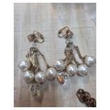 Gold-Toned Earrings with Faux Pearls and Crystals
