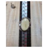 Sterling Silver Ring With Oval White Stone