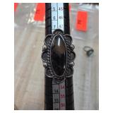 Sterling Silver Ring with Oval Black Stone