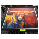 Framed Bull Print by YHK, 2020