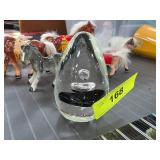 Pier 1 Glass Teardrop Paperweight With Black Accen