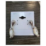 Sterling Silver Drop Earrings with White Insets