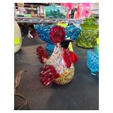 Murano-Style Multicolor Handblown Glass Rooster Fi