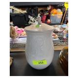 Lenox Porcelain Canister with Lid and Embossed Des