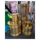 Hammered Brass Planters or Containers