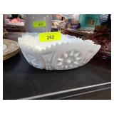 Milk Glass Serving Bowl with Scalloped Design