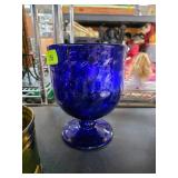 Cobalt Blue Glass Pedestal Goblet Bowl