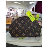 Monogram Patterned Semi-Circle Brown Bag