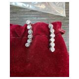 Sterling Silver Drop Earrings with Round Stones