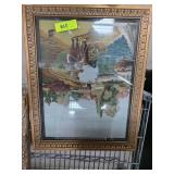 Framed Needlepoint Artwork With Rustic Scene and G