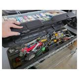 Black Plastic Toolbox with Assorted Hand Tools