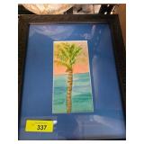 Framed Watercolor Painting of Palm Tree by Carolyn