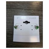 Sterling Silver Earrings with Green Gemstones