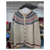 Handknit Norwegian Wool Cardigan Sweater