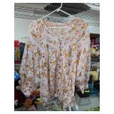 Anthropologie Floral Blouse With Lace Inserts, Siz