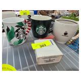 Three Starbucks Ceramic Coffee Mugs