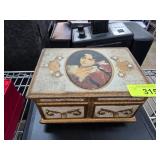 Handcrafted Wooden Box with Painted Portrait Lid