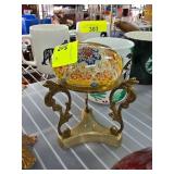 Murano Millefiori Paperweight With Brass Stand