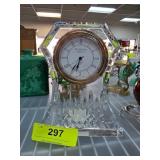 Waterford Crystal Mantle Clock with Brass Trim