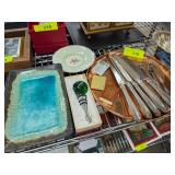 Silver Flatware, Shell Dish, Ceramic Plate, and Kn