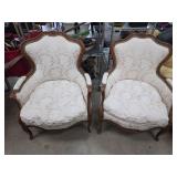 Upholstered Antique Armchairs with Wood Frames
