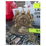 Gold-Tone Om Symbol Religious Figurine on Decorate