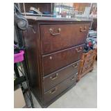 Four-Drawer Wooden Chest with Brass Hardware