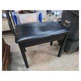 Black Padded Piano Bench with Storage Compartment