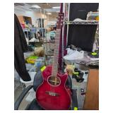Red Washburn Acoustic-Electric Guitar With Damage