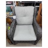 Grey Wicker Armchair with Cushions