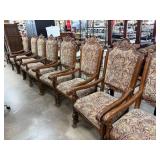 8 Upholstered Ornate Wooden Dining Chairs