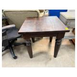 Dark Wood Square Table With Turned Legs