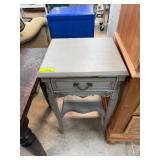 Gray Wood Side Table with Single Drawer
