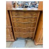 Wooden Five-Drawer Chest with Brass Hardware
