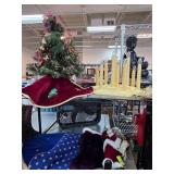 Holiday Decor Including Tree and Santa Figurine
