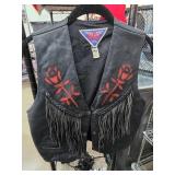 Womens Genuine Leather Fringe Vest by MOB