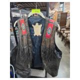 Leather Fringe Vest with Embroidered Accents