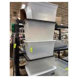 Stack of Five Clear Plastic Storage Containers Wit