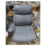 Black Faux Leather Office Chair With Adjustable Fe