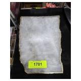 White Agate Serving Board with Metallic Edge Trim