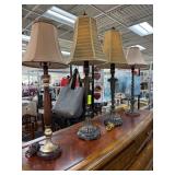 Table Lamps with Metal and Wooden Bases