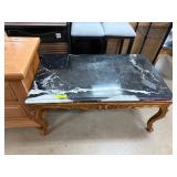 Black Marble Top Coffee Table with Gold Carved Bas