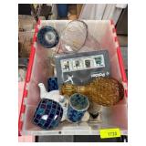 Glassware and Decorative Items in Plastic Tote
