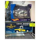 Hot Wheels Motorcycle and 1957 Dodge Model Set