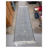 Orian Hand-Woven Black Cream Runner Rug